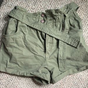 High waisted tie shorts